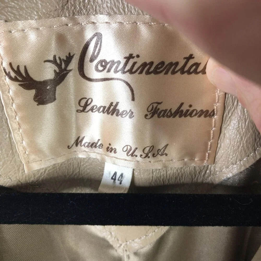 Continental Blazer Mens 44 Beige Leather Western Sport Coat Two Button USA